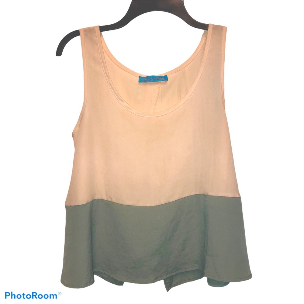 Ruby And Jenna Chiffon Colorblock Pink & Blue Tank
